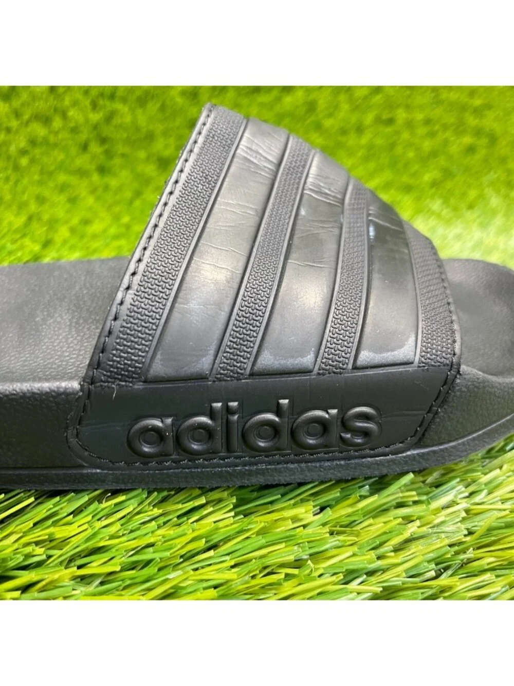 Adidas Adilette Shower Mens Size 7 All Black Beach Outdoor Slip On Slide Sandals